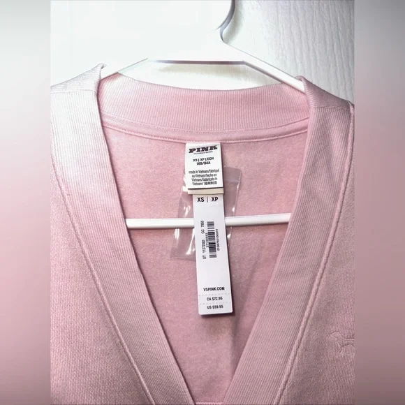 Victoria‎ Secret PINK Ivy Fleece Cropped Cardigan Size XS Color Pink - Picture 6 of 11